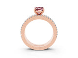 Rose gold Emerald Cut Morganite Solitaire Ring with Pavé and Channel Set Band_3