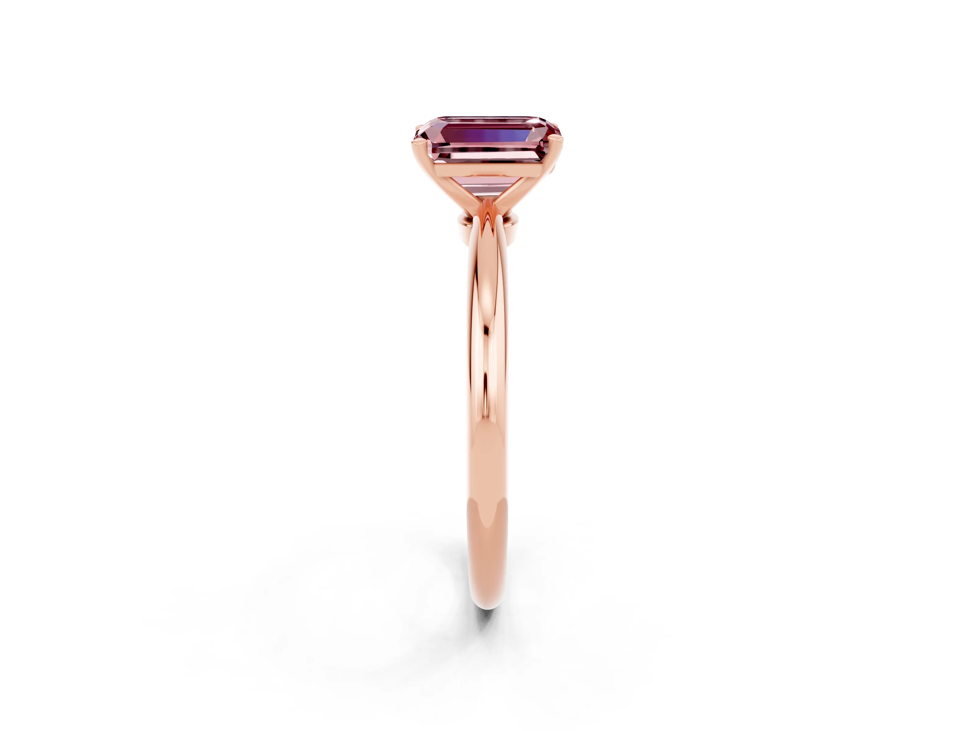Rose gold Emerald Cut Morganite Solitaire Ring with Six-Prong Setting and Classic Band_2