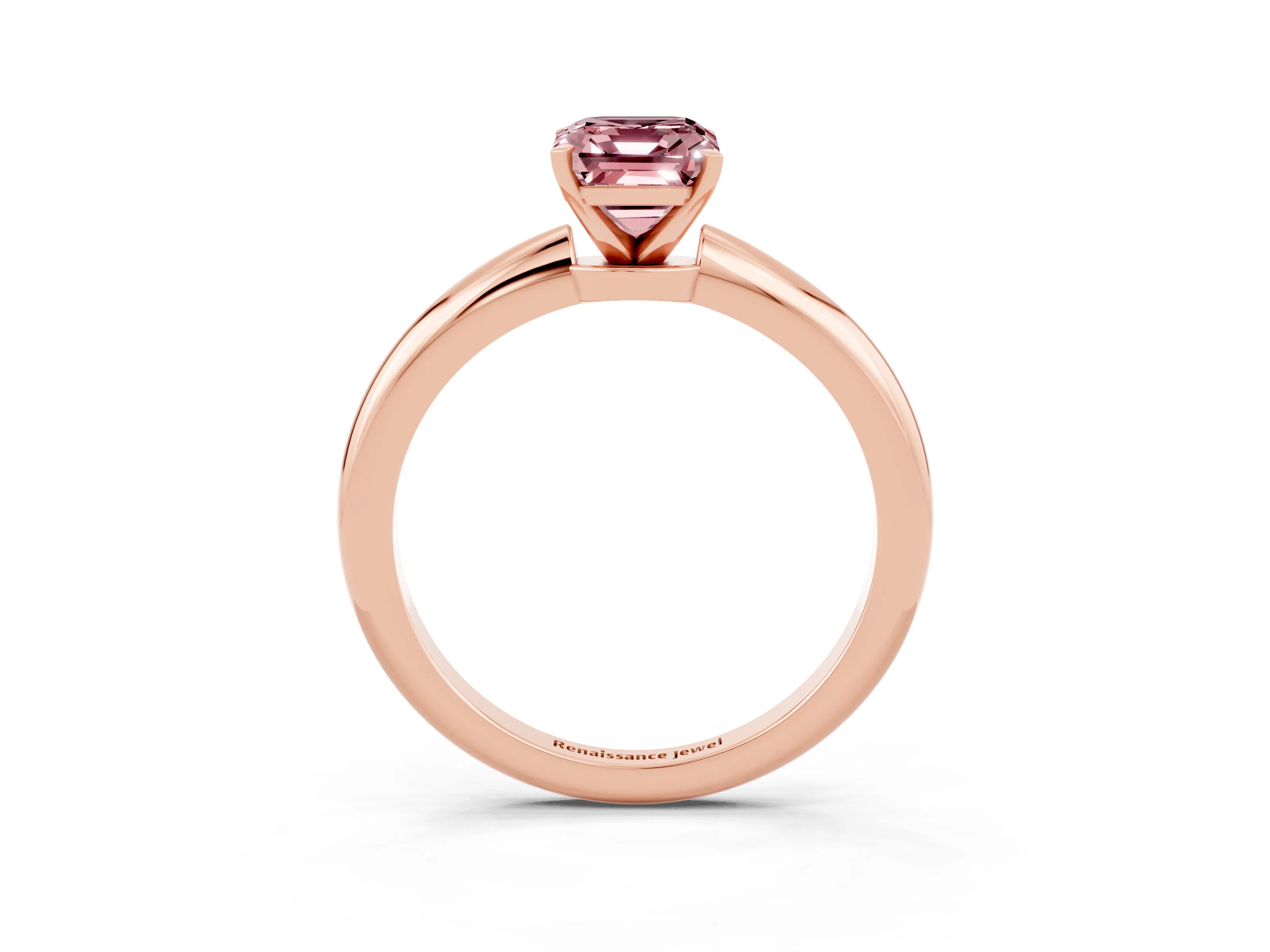 Rose gold Emerald Cut Morganite Solitaire Ring with Six-Prong Setting and Classic Band_3