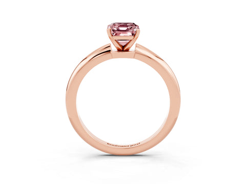 Rose gold Emerald Cut Morganite Solitaire Ring with Six-Prong Setting and Classic Band_3