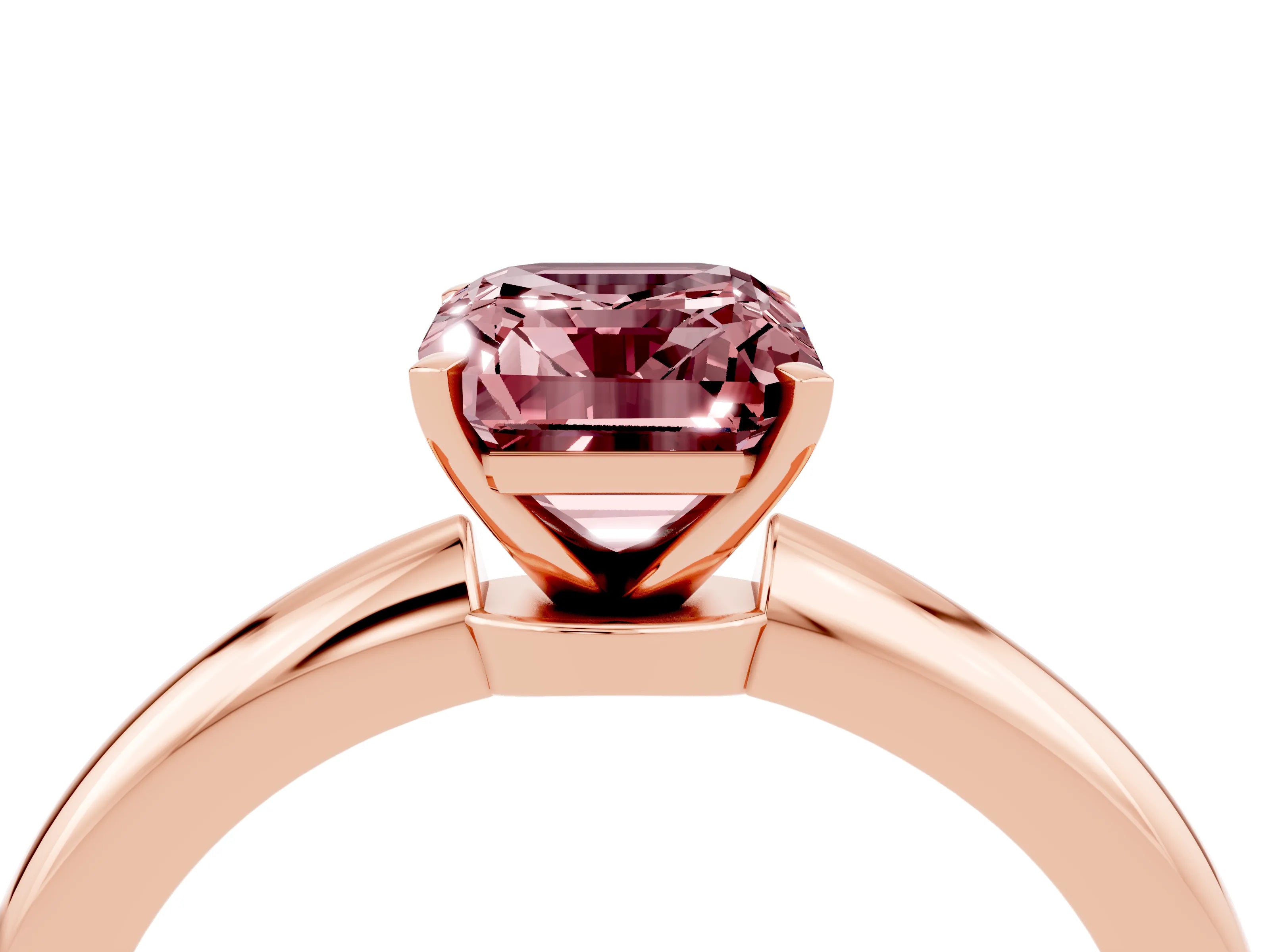 Rose gold Emerald Cut Morganite Solitaire Ring with Six-Prong Setting and Classic Band_4