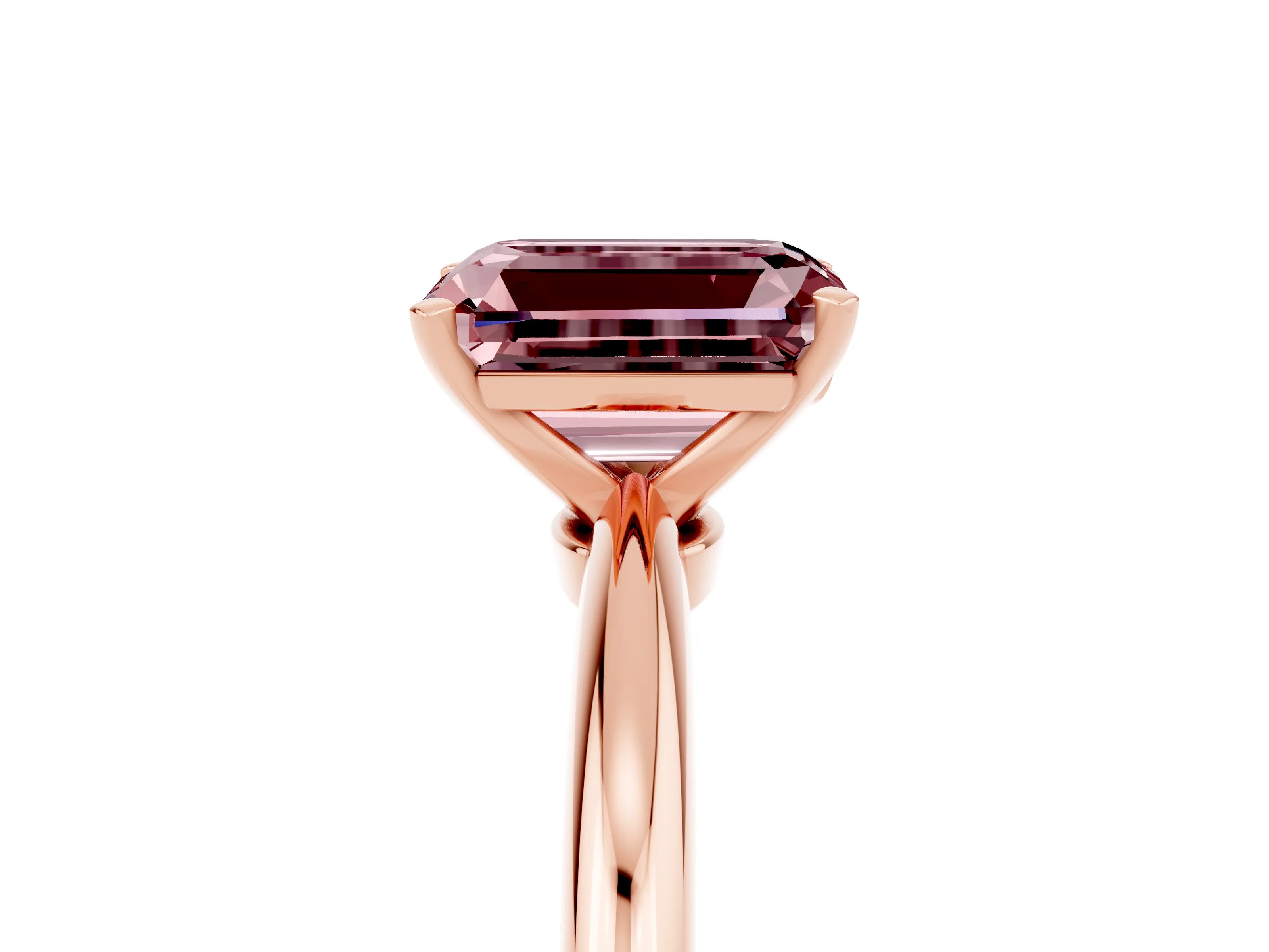 Rose gold Emerald Cut Morganite Solitaire Ring with Six-Prong Setting and Classic Band_5
