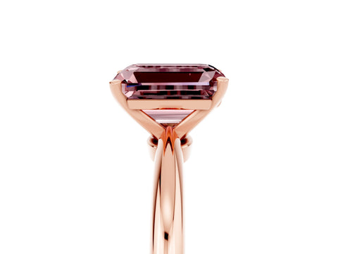 Rose gold Emerald Cut Morganite Solitaire Ring with Six-Prong Setting and Classic Band_5