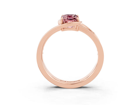 Rose gold Emerald Cut Morganite Solitaire Ring with Split Shank and Prong Setting_3