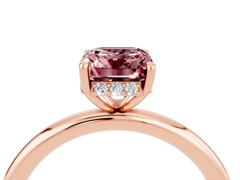 Rose gold Emerald Cut Morganite Solitaire Ring with Thin Band and Four-Prong Setting_16