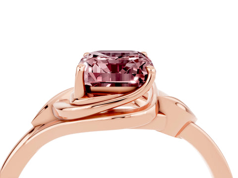 Rose gold Emerald Cut Morganite Solitaire Ring with Twist Band and Four-Prong Setting_28