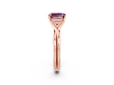 Rose gold Emerald Cut Morganite Solitaire Twist Band Prong Setting Ring_46