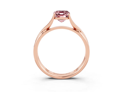 Rose gold Emerald Cut Morganite Solitaire Twist Band Prong Setting Ring_47