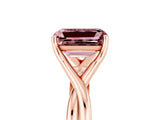 Rose gold Emerald Cut Morganite Solitaire Twist Band Prong Setting Ring_49