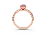 Rose gold Emerald Cut Morganite Solitaire with Side Stones, Pave Band, Four-Prong Setting_51