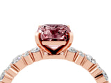 Rose gold Emerald Cut Morganite Solitaire with Side Stones, Pave Band, Four-Prong Setting_52