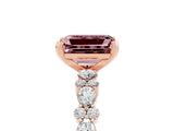 Rose gold Emerald Cut Morganite Solitaire with Side Stones, Pave Band, Four-Prong Setting_53