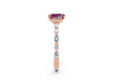 Rose gold Emerald Cut Morganite Solitaire with Side Stones on a Pavé Band and Four-Prong Setting_2