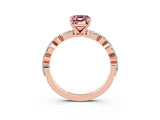 Rose gold Emerald Cut Morganite Solitaire with Side Stones on a Pavé Band and Four-Prong Setting_3