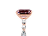 Rose gold Emerald Cut Morganite Solitaire with Side Stones on a Pavé Band and Four-Prong Setting_5