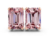 Rose gold Emerald Cut Morganite Stud Earrings_18