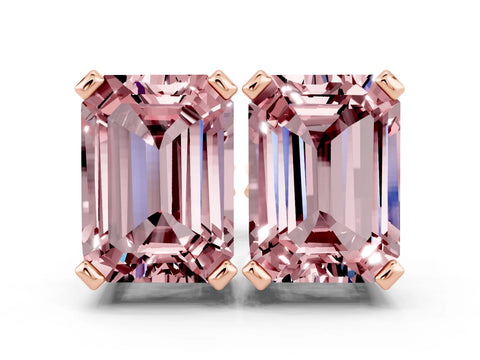 Rose gold Emerald Cut Morganite Stud Earrings_18