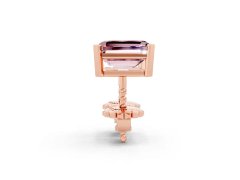 Rose gold Emerald Cut Morganite Stud Earrings_20