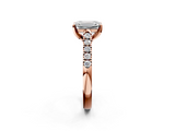 Rose gold Emerald Cut Pavé Band Solitaire Ring with Four-Prong Setting_183