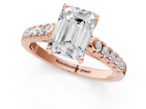 Rose gold Emerald Cut Pavé Band Solitaire Ring with Four-Prong Setting_184