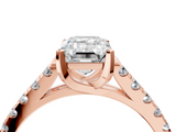 Rose gold Emerald Cut Pavé Band Solitaire Ring with Four-Prong Setting_185