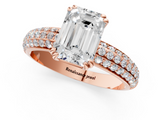 Rose gold Emerald Cut Pave Diamond Engagement Ring with Channel Set Band and Four-Prong Setting_20