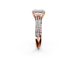 Rose gold Emerald Cut Pave Diamond Engagement Ring with Channel Set Band and Four-Prong Setting_21