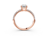 Rose gold Emerald Cut Pave Diamond Engagement Ring with Channel Set Band and Four-Prong Setting_22