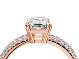 Rose gold Emerald Cut Pave Diamond Engagement Ring with Channel Set Band and Four-Prong Setting_23