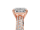 Rose gold Emerald Cut Pave Diamond Engagement Ring with Channel Set Band and Four-Prong Setting_24