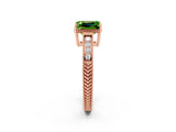Rose gold Emerald Cut Peridot Engagement Ring with Milgrain Channel Set Band and Prong Setting_2