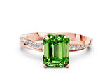 Rose gold Emerald Cut Peridot Engagement Ring with Side Stone Accents and Four-Prong Setting_60