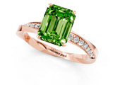 Rose gold Emerald Cut Peridot Engagement Ring with Side Stone Accents and Four-Prong Setting_61