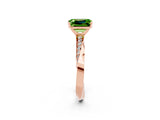 Rose gold Emerald Cut Peridot Engagement Ring with Side Stone Accents and Four-Prong Setting_62