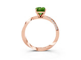 Rose gold Emerald Cut Peridot Engagement Ring with Side Stone Accents and Four-Prong Setting_63