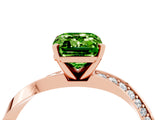 Rose gold Emerald Cut Peridot Engagement Ring with Side Stone Accents and Four-Prong Setting_64