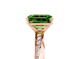 Rose gold Emerald Cut Peridot Engagement Ring with Side Stone Accents and Four-Prong Setting_65