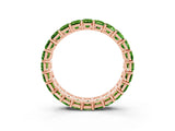 Rose gold Emerald Cut Peridot Eternity Band with Shared Prong Setting_9