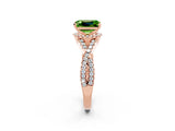 Rose gold Emerald Cut Peridot Halo Twist Band Solitaire Prong Setting Ring_2