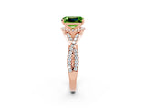 Rose gold Emerald Cut Peridot  Halo Twist Band Solitaire Prong Setting Ring_26