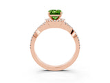 Rose gold Emerald Cut Peridot  Halo Twist Band Solitaire Prong Setting Ring_27
