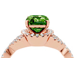 Rose gold Emerald Cut Peridot  Halo Twist Band Solitaire Prong Setting Ring_28