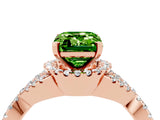 Rose gold Emerald Cut Peridot Halo Twist Band Solitaire Prong Setting Ring_4