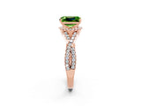 Rose gold Emerald Cut Peridot  Halo Twist Band Solitaire Prong Setting Ring_56
