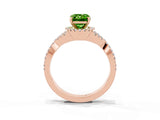 Rose gold Emerald Cut Peridot  Halo Twist Band Solitaire Prong Setting Ring_57