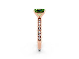 Rose gold Emerald Cut Peridot Milgrain Pavé Engagement Ring with Four-Prong Setting_14