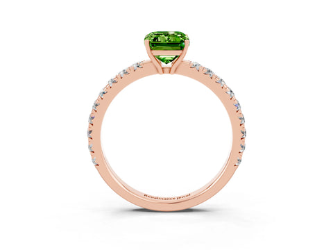 Rose gold Emerald Cut Peridot Pavé Solitaire Engagement Ring with Four-Prong Setting_15