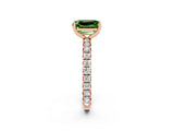 Rose gold Emerald Cut Peridot Pavé Solitaire Ring with Round Band and Prong Setting_26