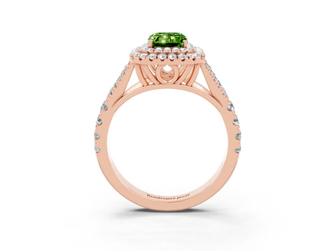 Rose gold Emerald Cut Peridot Pavé Split Shank Double Halo Engagement Ring_3