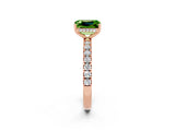 Rose gold Emerald Cut Peridot Pave Band Solitaire Ring with Four-Prong Setting_26